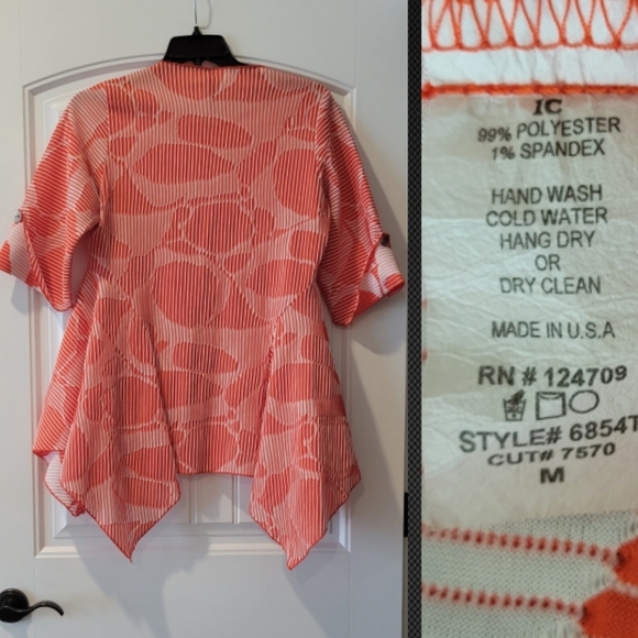 asymmetric red white stencil style tunic - Picture 4 of 8